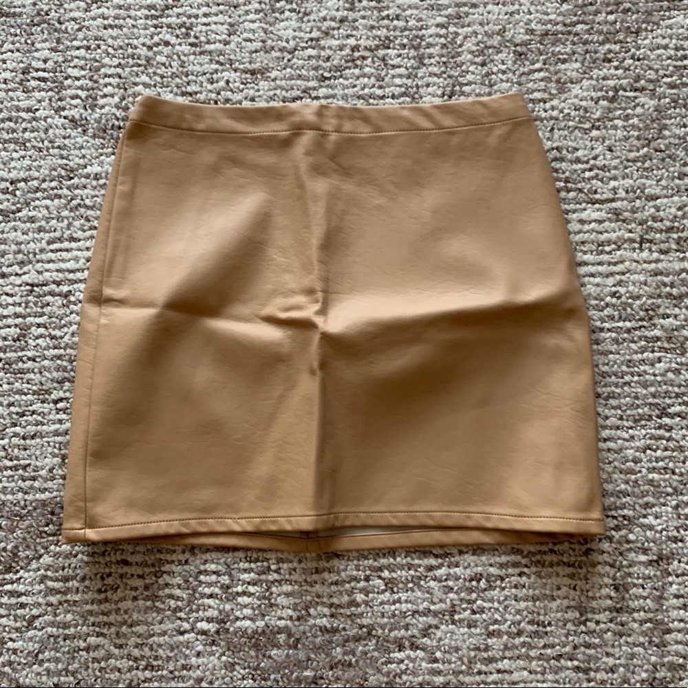 Tan faux leather skirt